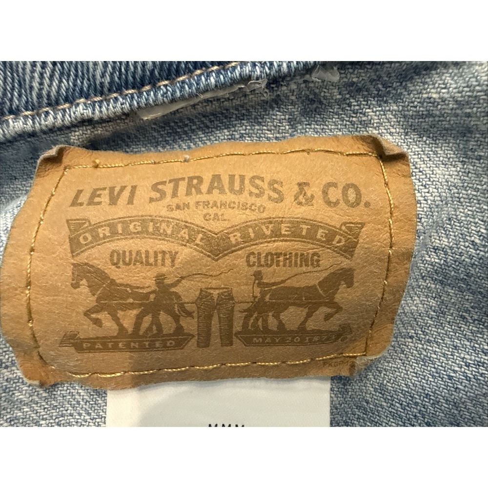 Levi's Denim Jacket Kids Size Medium Blue Good Repaired Trucker Jacket - Picture 11 of 16